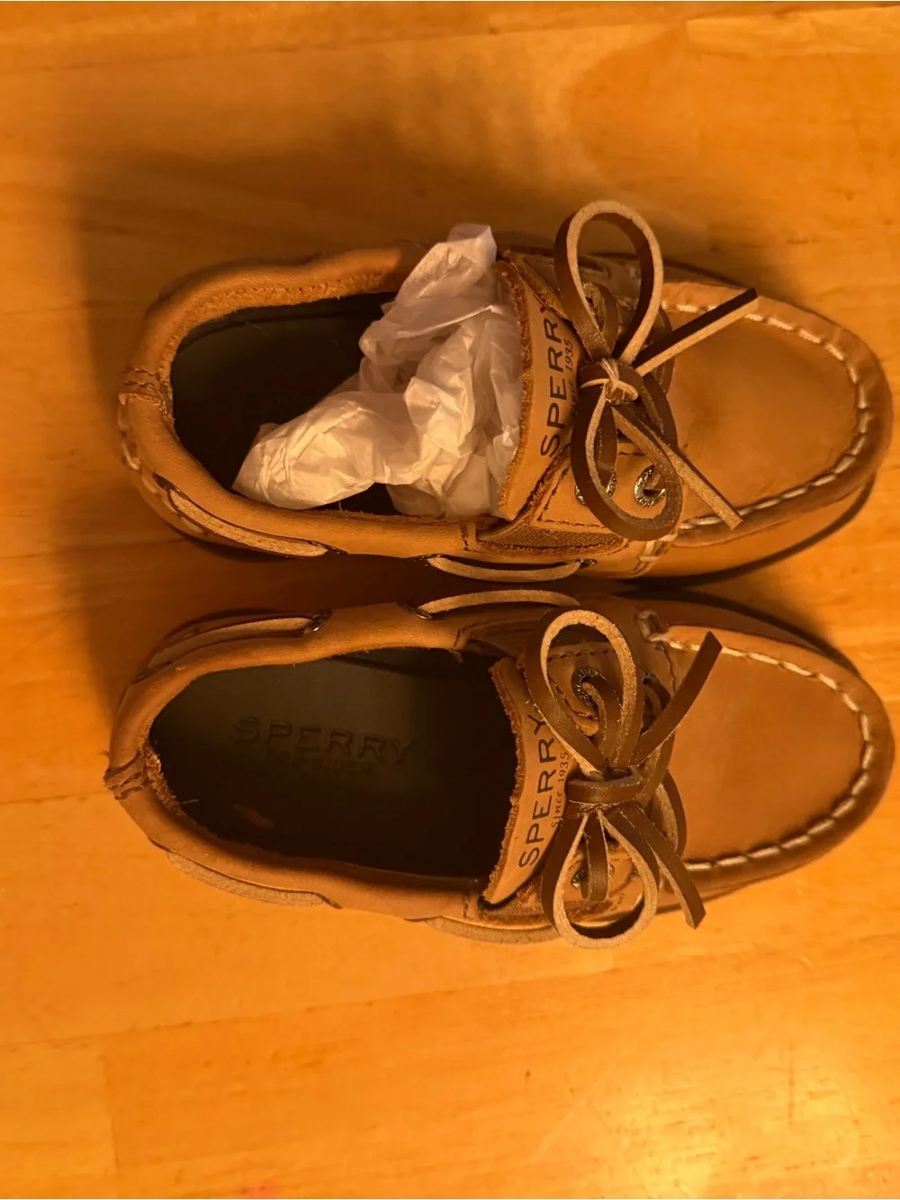 Sperry Kids Tan Leather Moccasin Boat Shoes